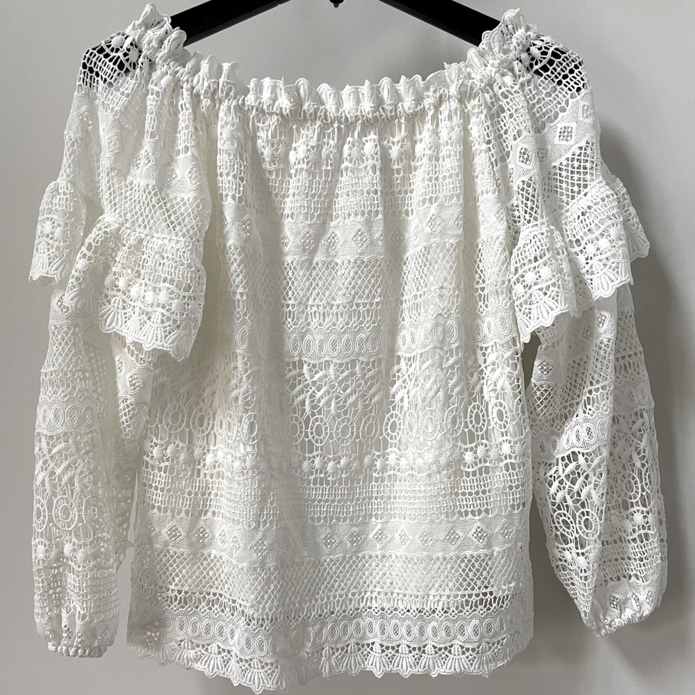 Parker Lace Jordana Cold-Shoulder Blouse, Ivory - Picture 3 of 5